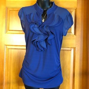 Royal Blue Feminine Ruffled blouse in Medium